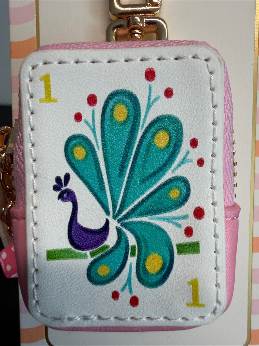 Piper K | Peacock Card Pink Coin Purse Bag Charm 🦚 - Picture 5 of 8